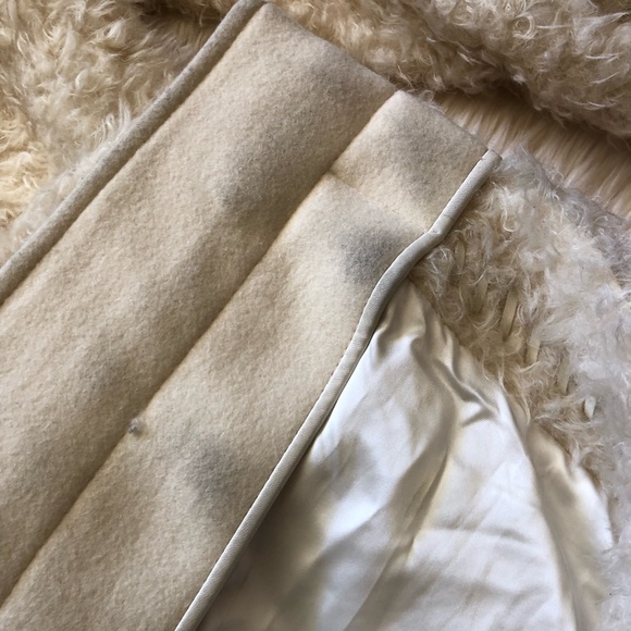 Coach ivory Mohair Faux Fur leather patch duffle coat Zippered M - Picture 16 of 16